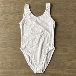 Topshop Tank Bodysuit | White | U-Neck | Size 6 |Stretchy | Staple Piece | NWOT
